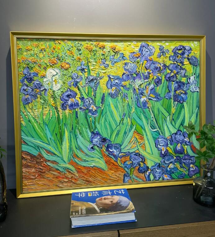 🌼 Irises by Vincent van Gogh - A Masterful Reproduction 🎨 - Dafen oil  painting village net ,Custom Oil Painting from talented painter,  High/Museum Quality，Custom Portraits, Oil Painting Reproduction