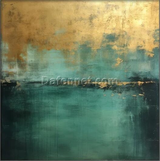 Deep Green with Gold Leaf | 100% Hand-Painted Textured Acrylic Abstract Oil Painting | Living Room Wall Decor, Modern Abstract Art, Custom Canvas Art