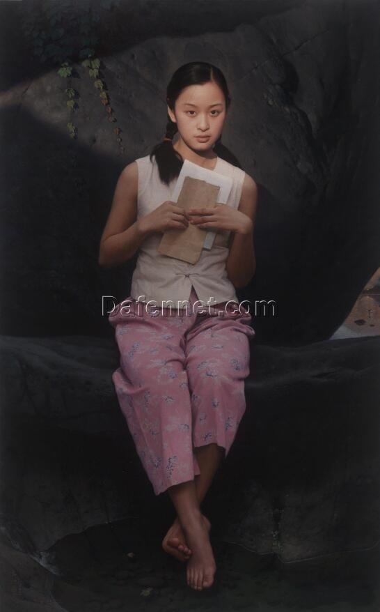 Wang Yidong oil painting reproduction  Traditional Chinese art Chinese village girl painting