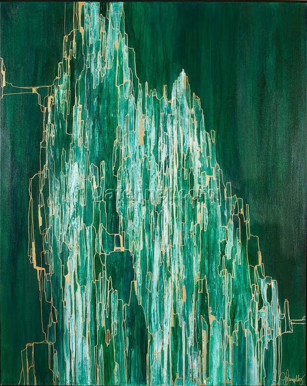 Green Jade Abstract Oil Painting: Modern Minimalist Style Decorative Art for Contemporary Home Interiors