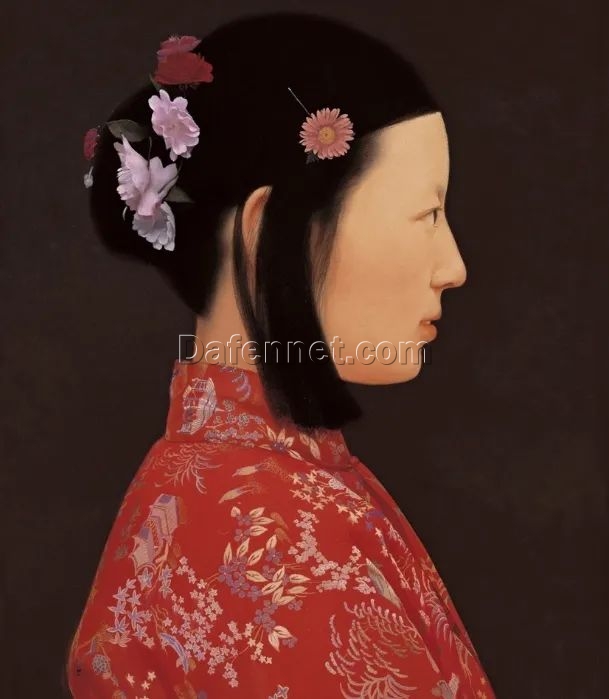 Chinese Style Clothing Oil Painting: ‘Bride in Splendid Attire’ 61x50cm, 1992