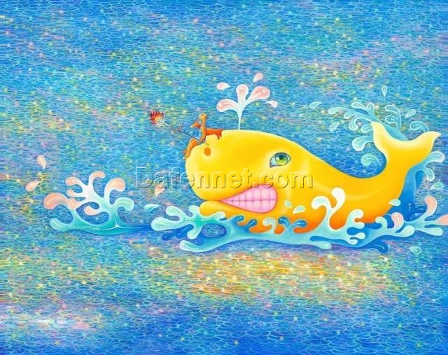 DaFen Village Original Artist Yan Zeming and His Original Oil Painting ‘Whale in the Ocean