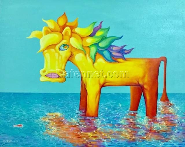 DaFen Village Original Artist Yan Zeming and His Original Oil Painting ‘Pony Crossing the River