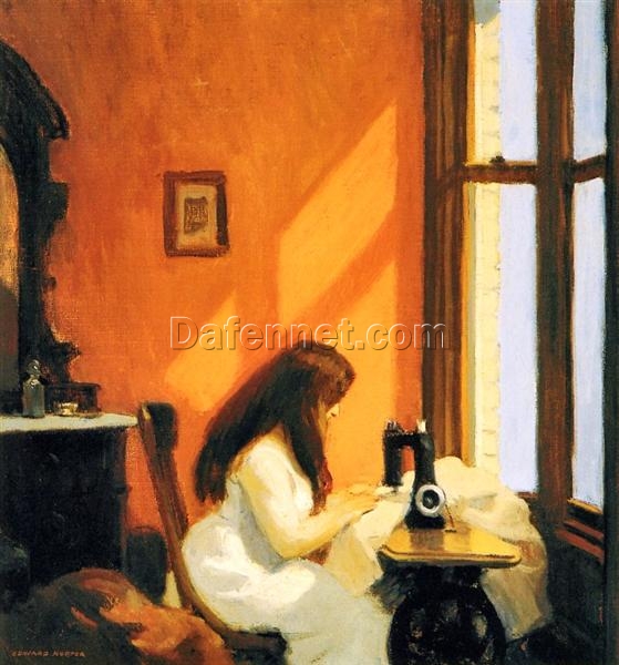 Capturing Everyday Life: Edward Hopper’s ‘Girl at a Sewing Machine’ – Expertly Reproduced by DaFen Village Art Studio