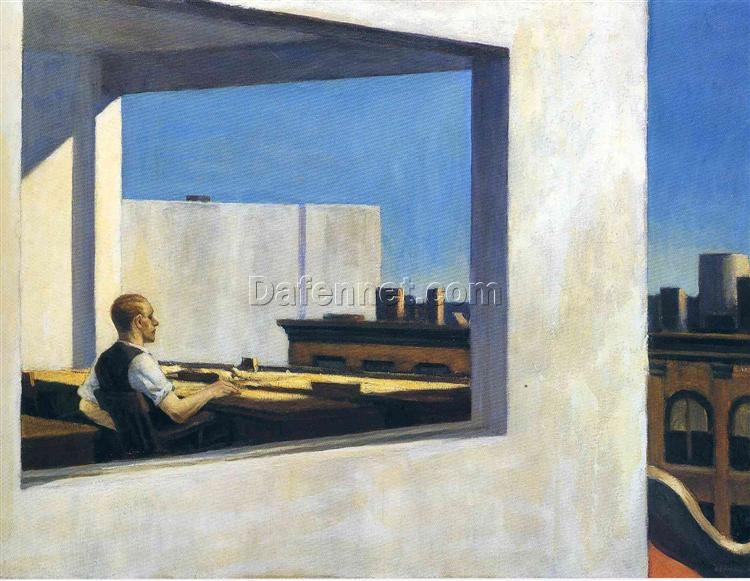 DaFen Village Art Studio Presents: Edward Hopper’s ‘Office in a Small City’—1953 New Realism Cityscape Masterpiece, Displayed at Metropolitan Museum of Art, NYC