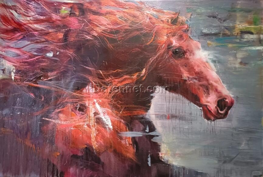 Buy Impressionist Original Oil Painting: Dynamic Running Stallion Canvas Art for Sale