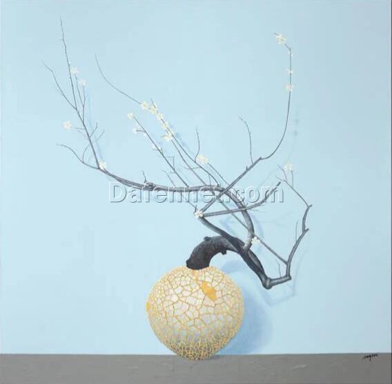 Modern Chinese Style Decorative Oil Painting – Elegant Plum Blossom Artwork for Sophisticated Home Decor