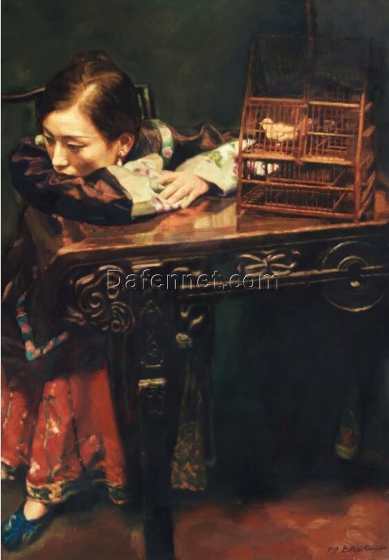 Chen Yifei Masterpiece ‘Encaged Thoughts’ – Intricate Chinese Contemporary Art for Discerning Collectors