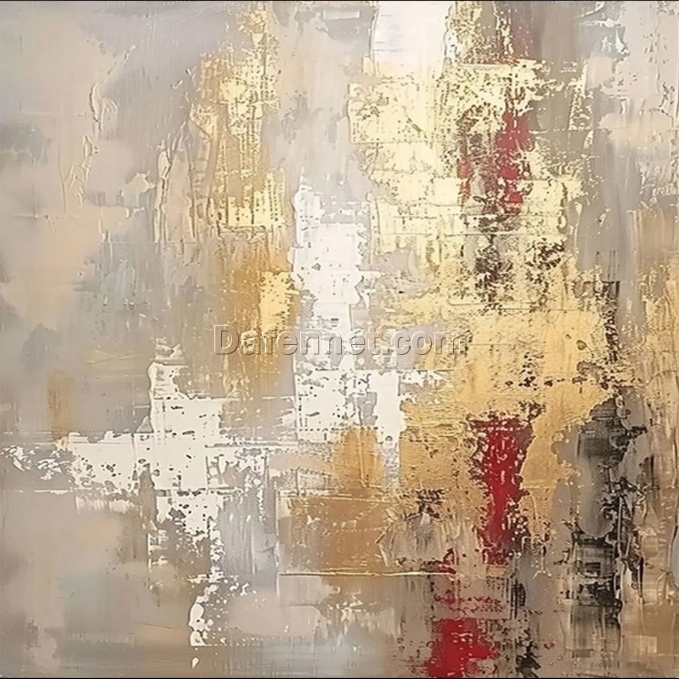 Exquisite Golden Abstract Oil Painting – Handcrafted Dafen Village Art for Modern Home Decor