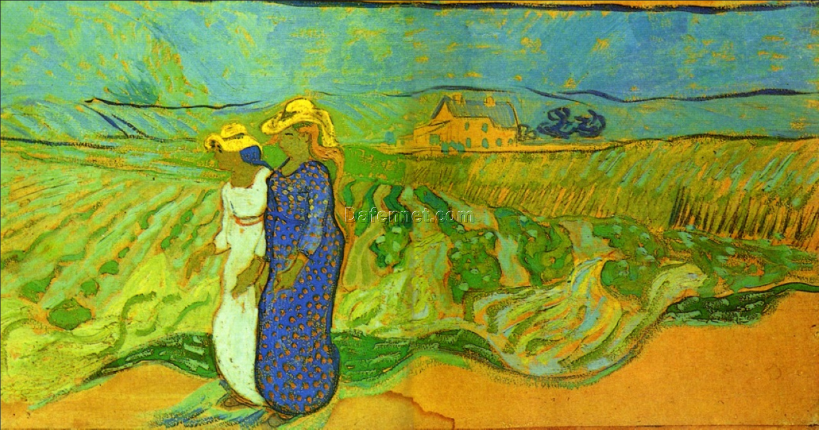 Vincent van Gogh’s Two Women Crossing the Fields – 1890 Cloisonnism Oil Painting Replica | McNay Art Museum Collection