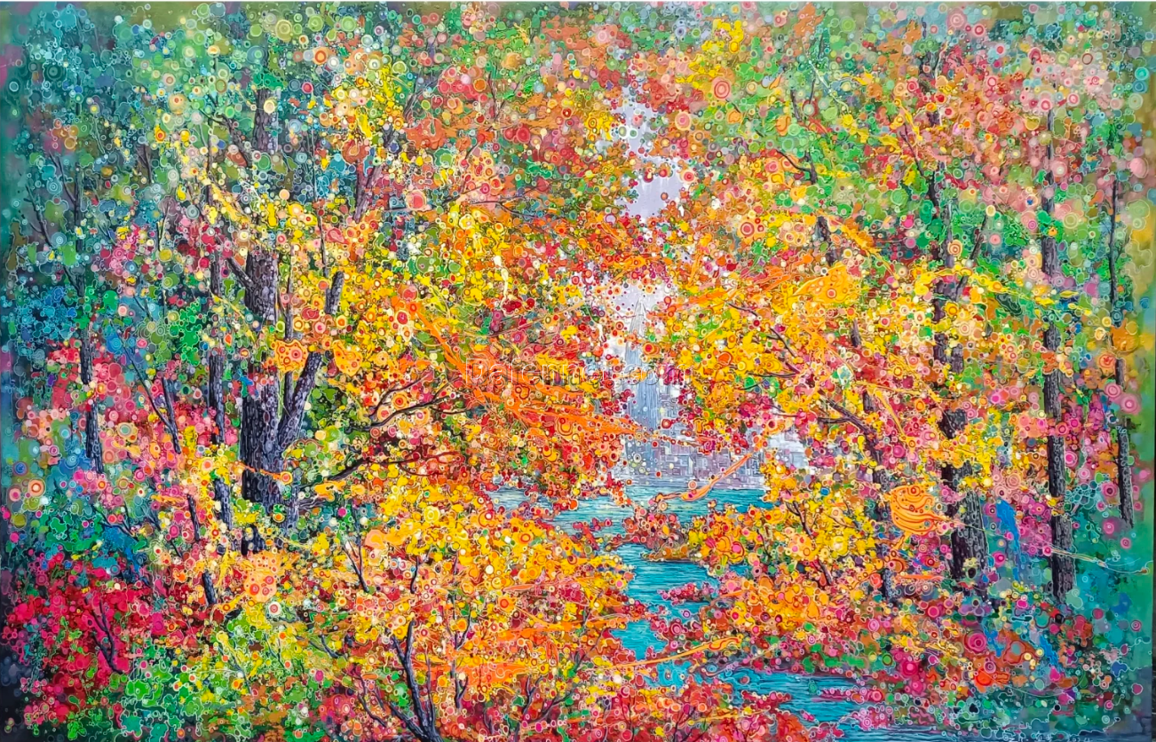 Original Oil Painting from Dafen Art Village – “Fiery Summer” for Sale | High-Quality Hand-Painted Summer Landscape Artwork