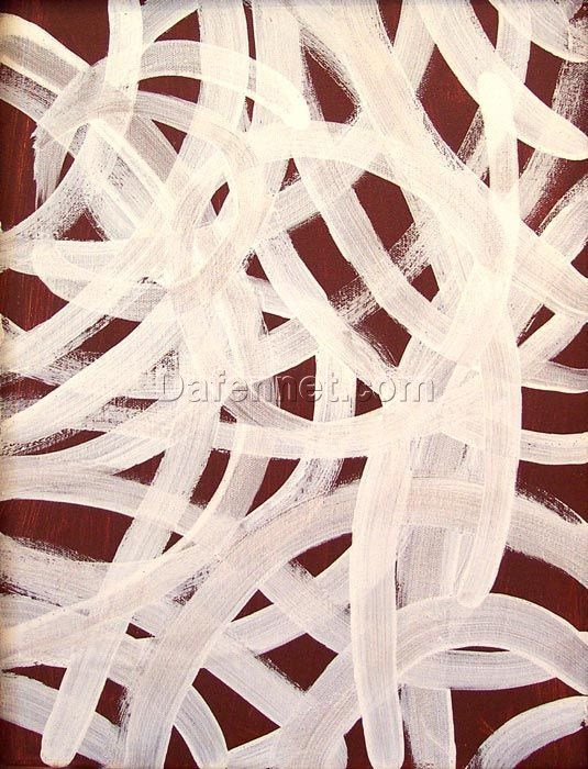 Abstract White Lines Oil Painting: Modern Art from Dafen Village Studio – Custom Orders Welcome