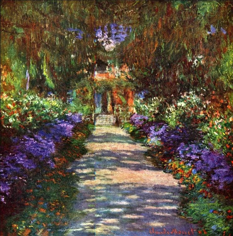 Experience Monet’s Magic: ‘Garden at Giverny’ Oil Painting Reproduction from DaFen Village Art Studio