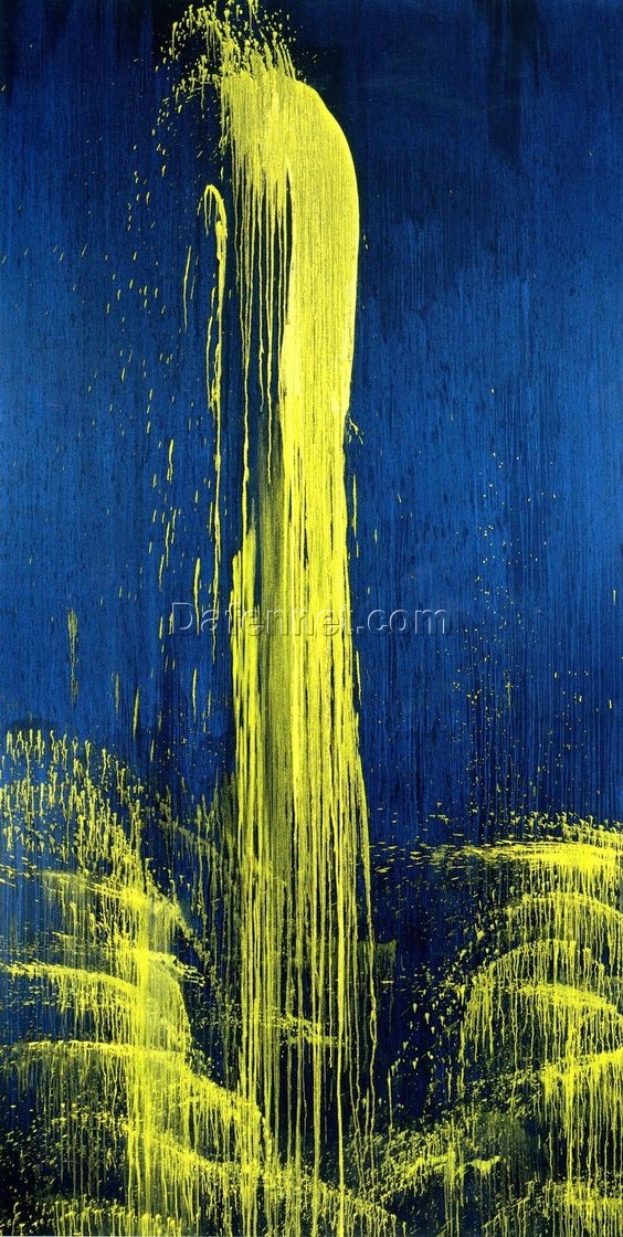 Stunning Golden Waterfall Abstract Oil Paintings: Discover Unique Artwork at Dafen Village Studio