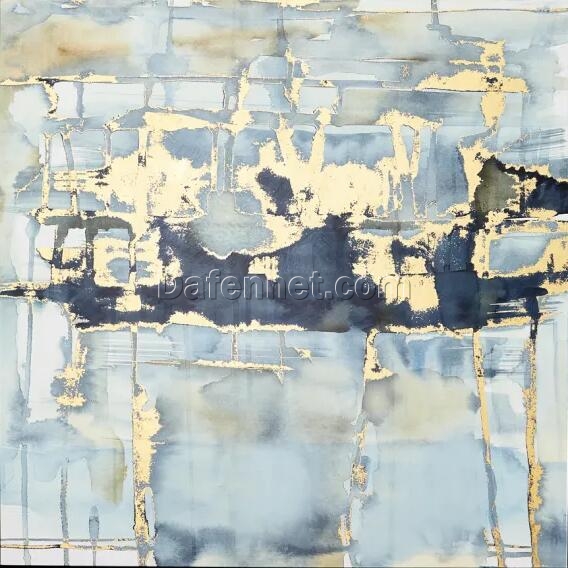 Stunning Blue and Gold Abstract Oil Paintings from DaFen Village Art Studio