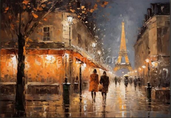 Handcrafted Paris Love: Original Textured Painting of Eiffel Tower from Dafen Village Studio – Unique Artworks Available