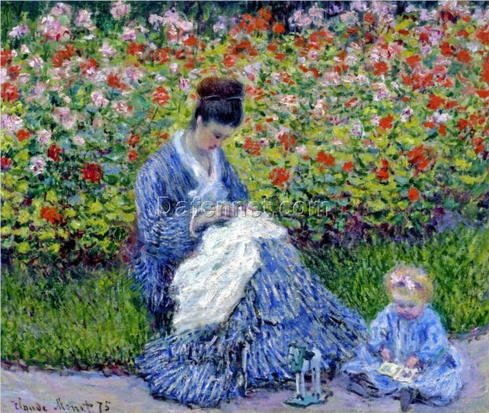 Claude Monet’s Camille Monet and a Child in the Artist’s Garden (1875) – Hand-Painted Reproductions by Dafen Village Oil Painting Studio