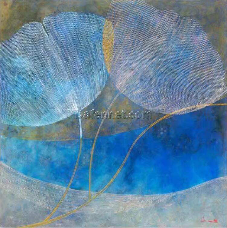 Blue Blossoms Artistic Decorative Painting – Versatile Handmade Floral Oil Art from Dafen Village Studio, Ideal for Elegant Interiors