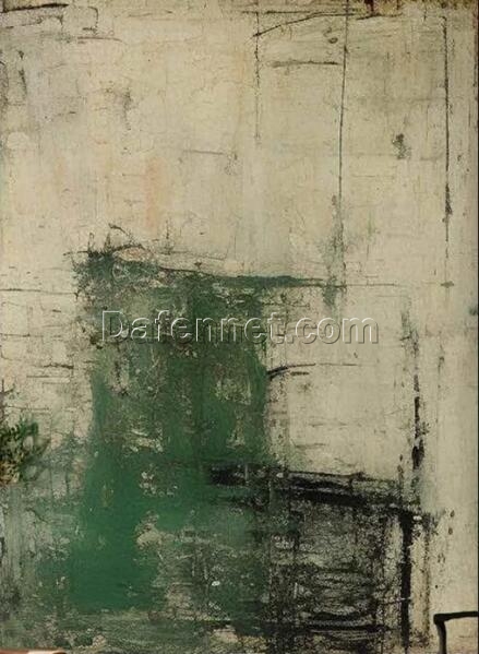 Large Green Abstract Oil Painting – Textured Green Artistry Handcrafted in Dafen Village Studio, Ideal for Contemporary Wall Decor