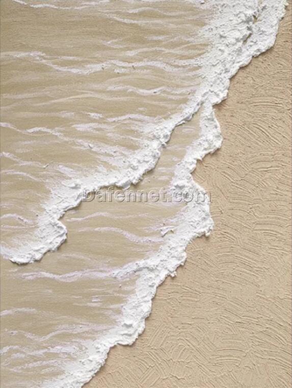 White Wave Texture Abstract Oil Painting – Serene Beach and Ocean Scenes Hand-Painted in Dafen Village Studio, Perfect for Coastal Home Decor