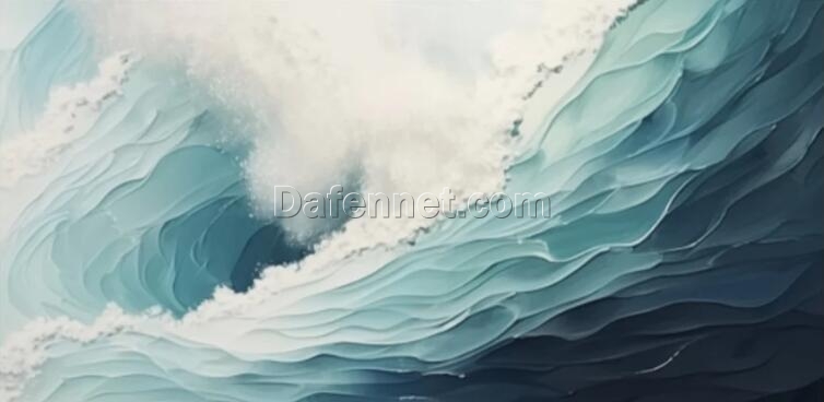 3D Blue Wave Texture Oil Painting – Dynamic Ocean Waves Handcrafted Art from Dafen Village Studio, Ideal for Modern Living Room Decor