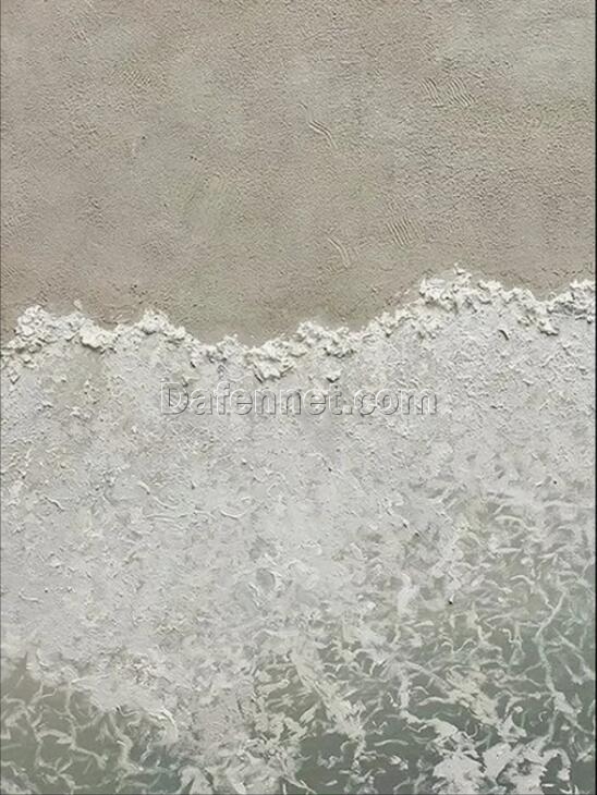 White Wave Abstract Oil Painting – Textured Sea and Beach Scenes Handcrafted in Dafen Village Studio, Perfect for Coastal or Contemporary Decor