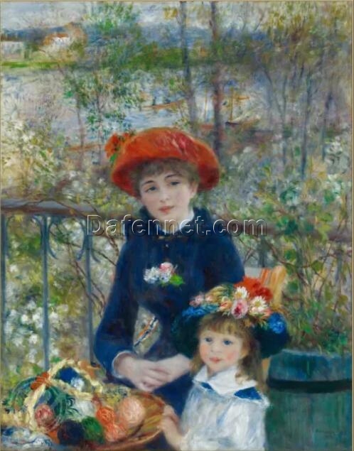 Pierre-Auguste Renoir’s ‘Two Sisters (On The Terrace)’ – Exquisite Oil Painting Reproduction on Canvas, Large Impressionist Artwork for Home Decoration, Authentic French Art Replica, Superior Quality, Ready for Display