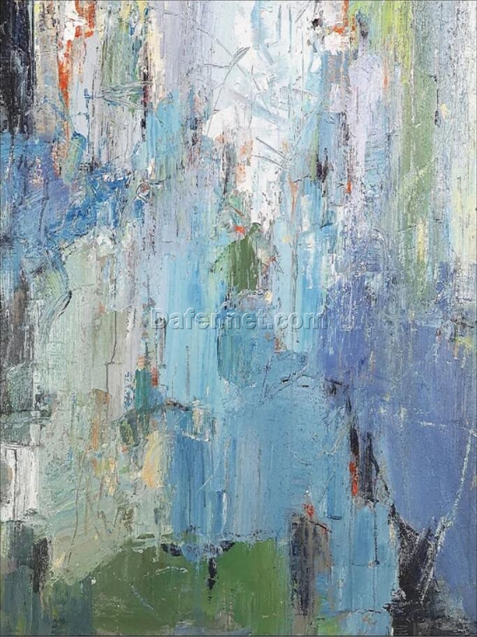 Stunning Blue Textured Modern Abstract Oil Painting | Dafen Village Art Studio