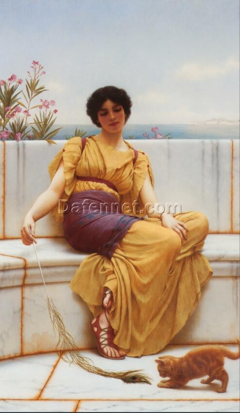 John William Godward’s ‘Idleness’ 1900 Reproduction | Custom Oil Painting by Dafen Village Studio