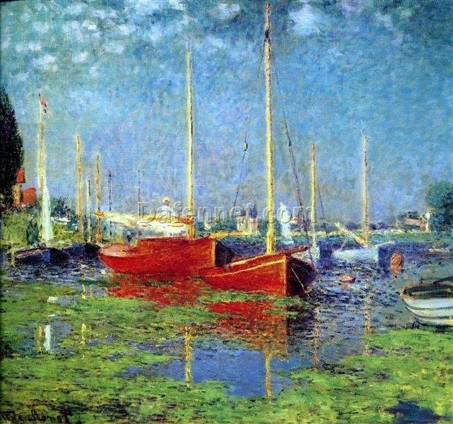 Claude Monet’s ‘Argenteuil (Red Boats)’ Reproduction | Dafen Village Custom Oil Painting