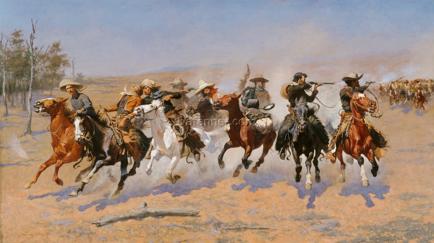 Frederic Remington’s ‘A Dash for the Timber’ Reproduction | Custom Oil Painting from Dafen Village