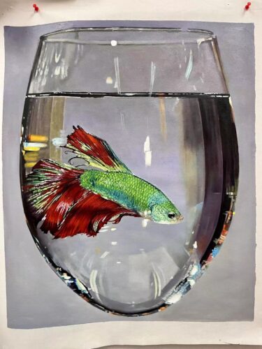 Fish in Glass Creative Oil Painting | Dafen Village Art Studio Masterpiece photo review