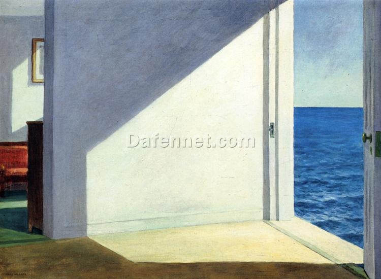 Rooms by the Sea Inspired Oil Painting – Edward Hopper Style Seaside Interior Art, Handcrafted in Dafen Village Studio, Perfect for Home or Gallery Decor