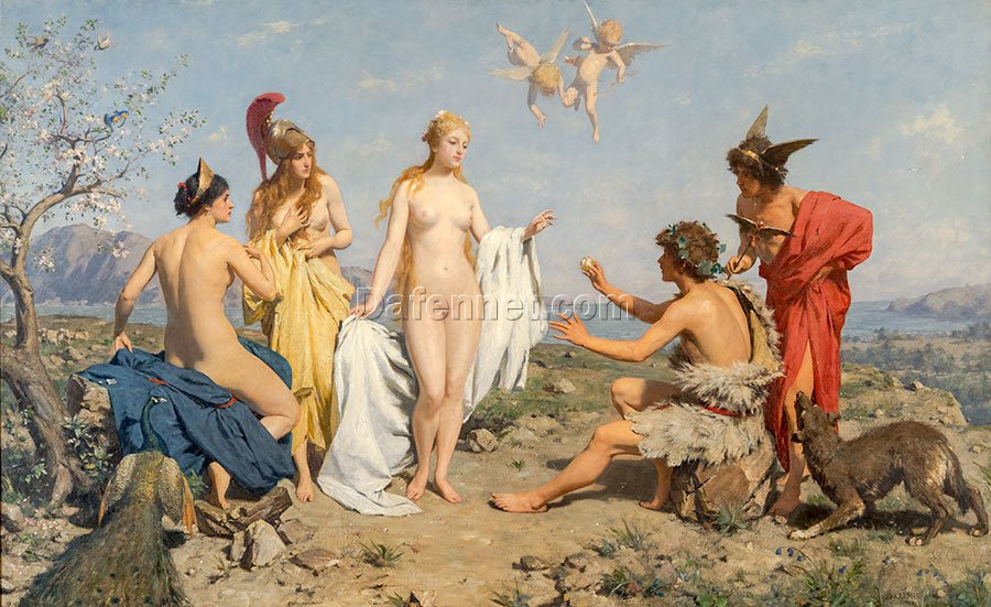 Classic Oil Painting: The Judgement of Paris 1888 by Johann Kraemer – Handcrafted in Dafen Village