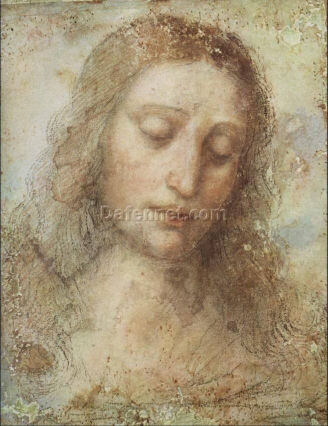 Hand-Painted Head of Christ by Leonardo da Vinci – Custom Oil Painting from Dafen Village Studio