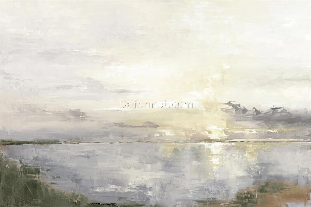 Hand-Painted Abstract Seascape Sunrise – Modern Oil Painting from Dafen Village Artists