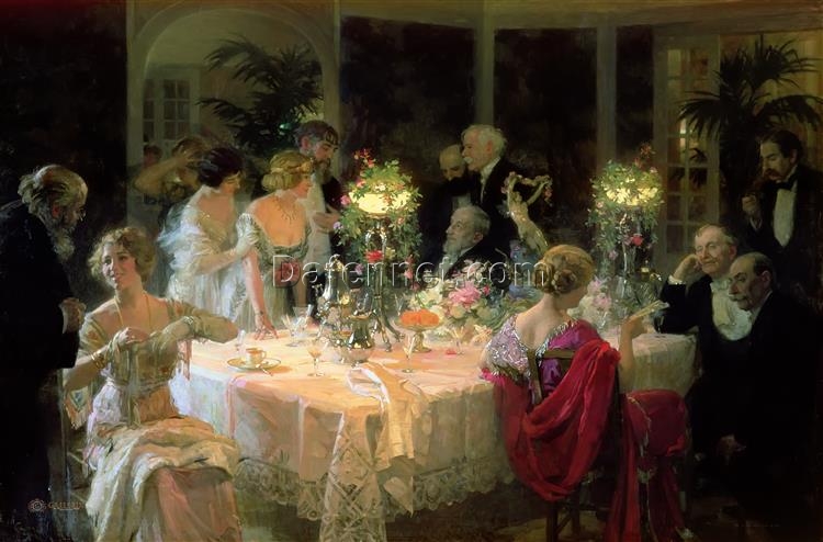 Custom Oil Painting of “The End of Dinner” (1913) by Jules-Alexandre Grun – Dafen Village Artisans