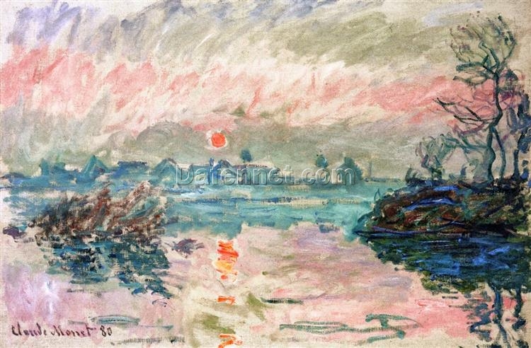 Claude Monet’s Coucher de Soleil à Lavacourt – Custom Oil Painting for Classic Art Collection