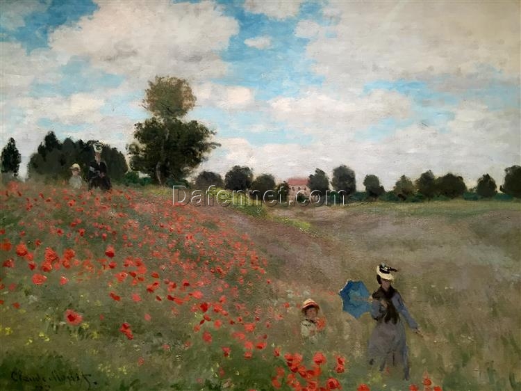 Wild Poppies, near Argenteuil (1873) by Claude Monet – Custom Oil Painting Reproduction, Handcrafted by Dafen Village Artists