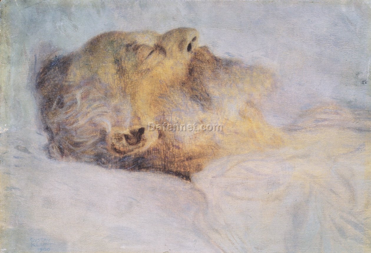 Gustav Klimt ‘Old Man on His Deathbed’ – Powerful Art Nouveau Oil Painting Depicting Final Moments