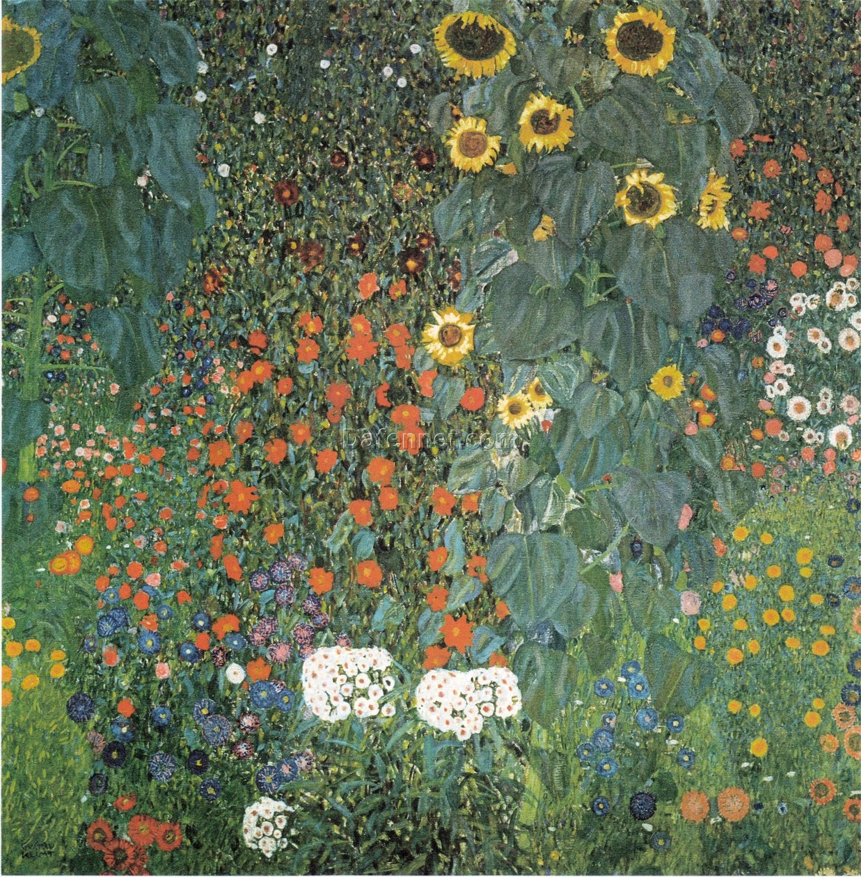 Gustav Klimt ‘Farm Garden with Sunflowers’ 1907 Oil Painting Reproduction – Art Nouveau on Canvas