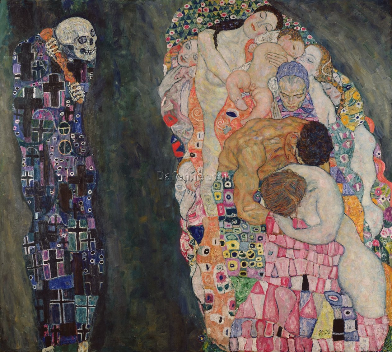 Gustav Klimt ‘Death and Life’ 1911 Oil Painting – Art Nouveau Masterpiece Reproduction on Canvas