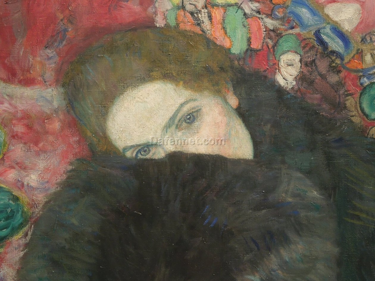 Gustav Klimt ‘Lady with a Muff’ Oil Painting – Elegant Art Nouveau Portrait of a Lady on Canvas