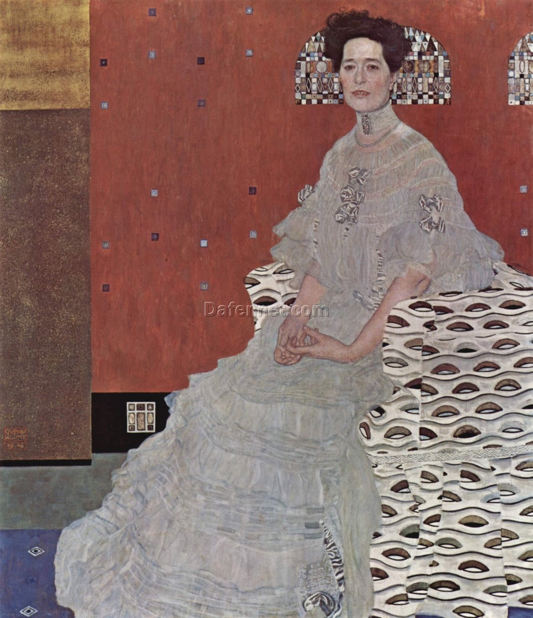 Gustav Klimt ‘Portrait of Fritza Riedler’ 1906 – Elegant Art Nouveau Oil Painting of a Woman in Refined Detail