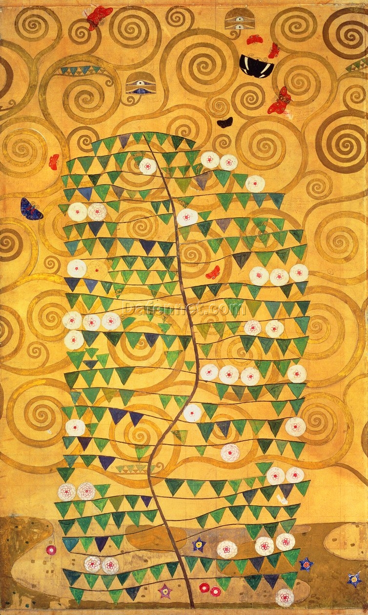 Hand-painted Gustav Klimt ‘Tree of Life’ Stoclet Frieze – Stunning Art Nouveau Symbolism on Canvas