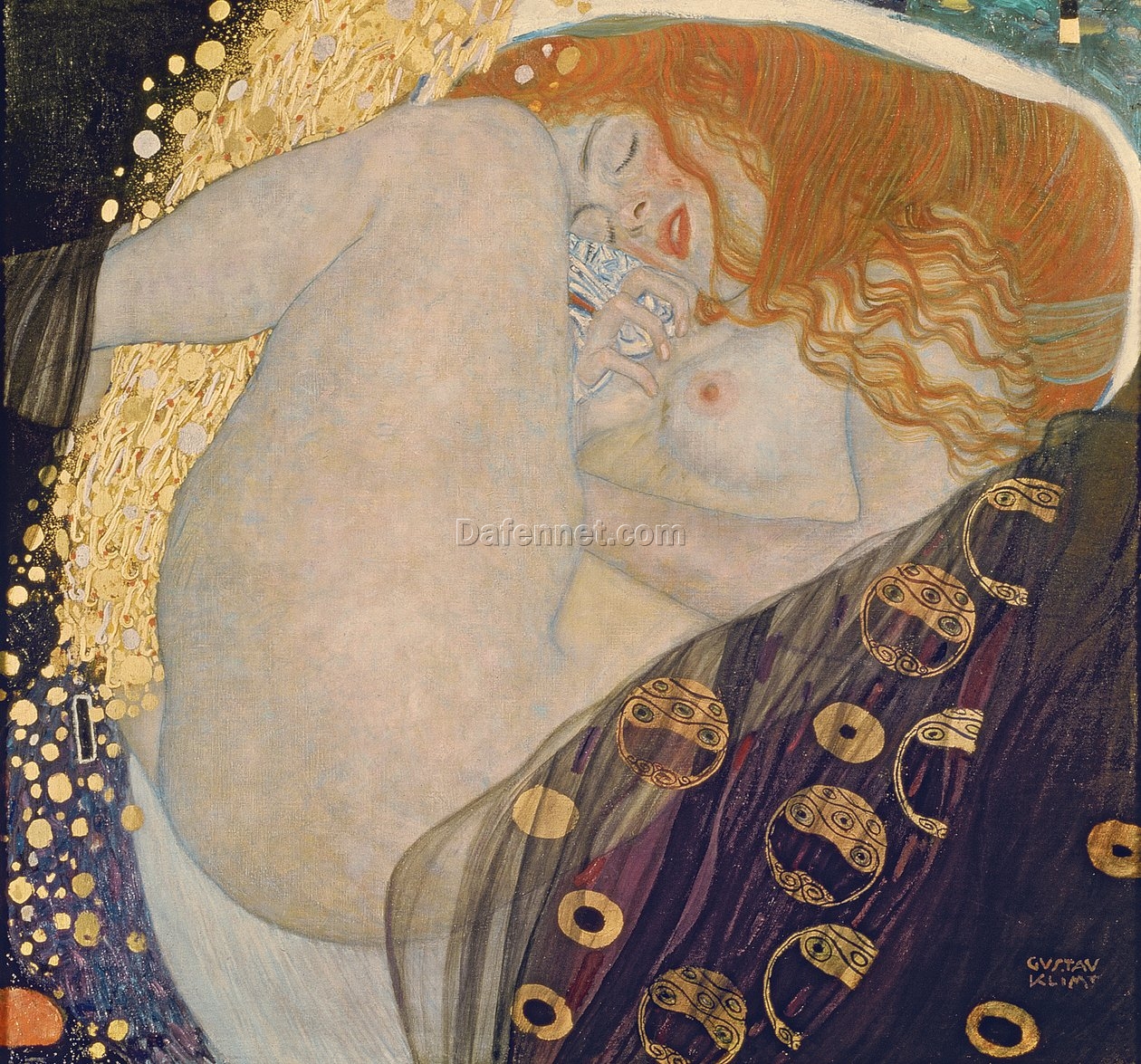 Gustav Klimt ‘Danaë’ Oil Painting Reproduction – Classic Art Nouveau Female Nude on Canvas