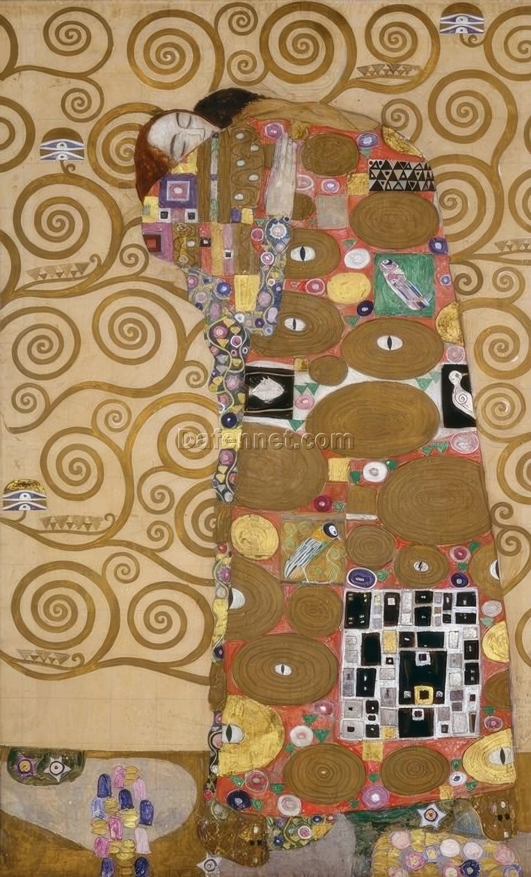 Buy Gustav Klimt ‘The Fulfillment’ Watercolor – Elegant Art Nouveau Allegorical Art for Sale