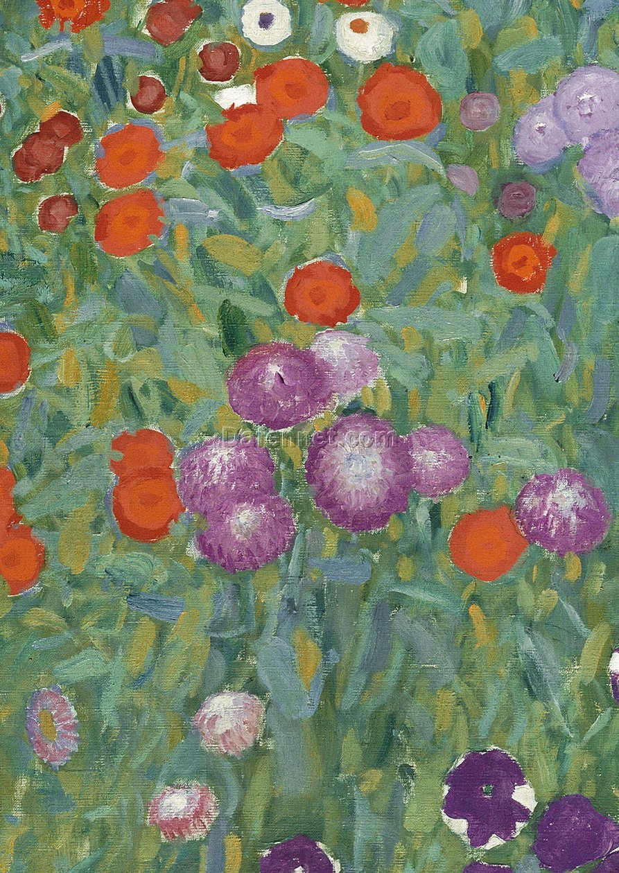 Gustav Klimt ‘Flower Garden’ – Exquisite 1905-07 Art Nouveau Oil Painting Celebrating Floral Elegance