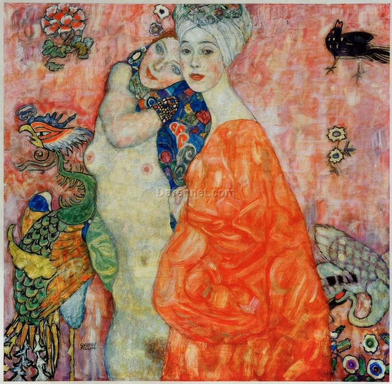 Gustav Klimt ‘Friends’ 1916 Oil Painting – Stunning Art Nouveau Depiction of Female Companionship