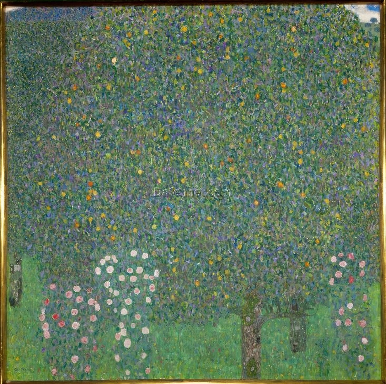 Gustav Klimt ‘Rose Bushes under Trees’ 1905 Oil Painting – Iconic Art Nouveau Floral Landscape with Roses and Trees